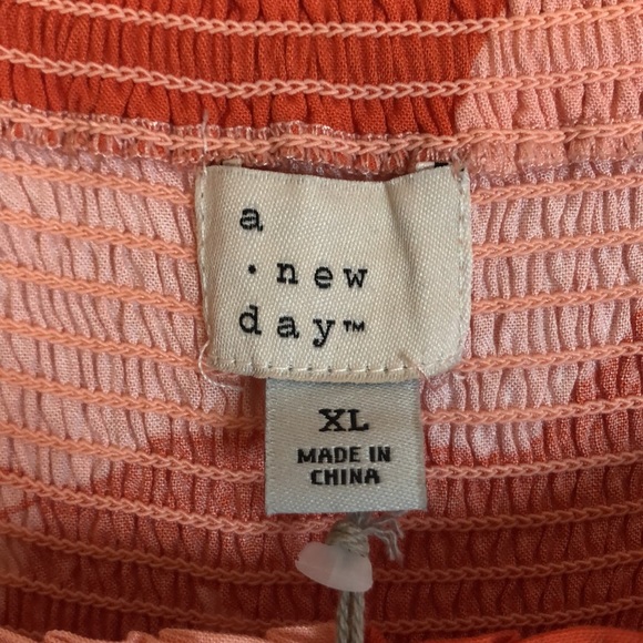 NWT A New Day orange/coral floral shoulder tie dress. Size XL. Elastic chest. - Picture 3 of 8